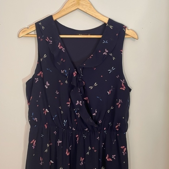 Women’s sleeveless floral ruffle drawstring flowing dress - Picture 6 of 10